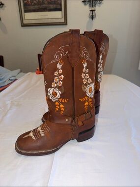 Women's Square Toe Wide Calf Cowgirl Boots Western Mexico SZ 24 USA 7